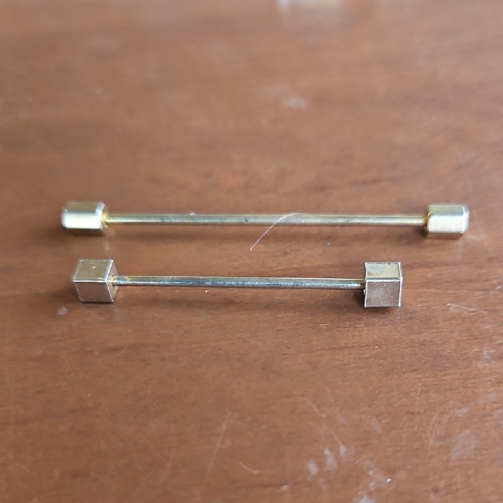 Gold and Silver Barbell Earrings